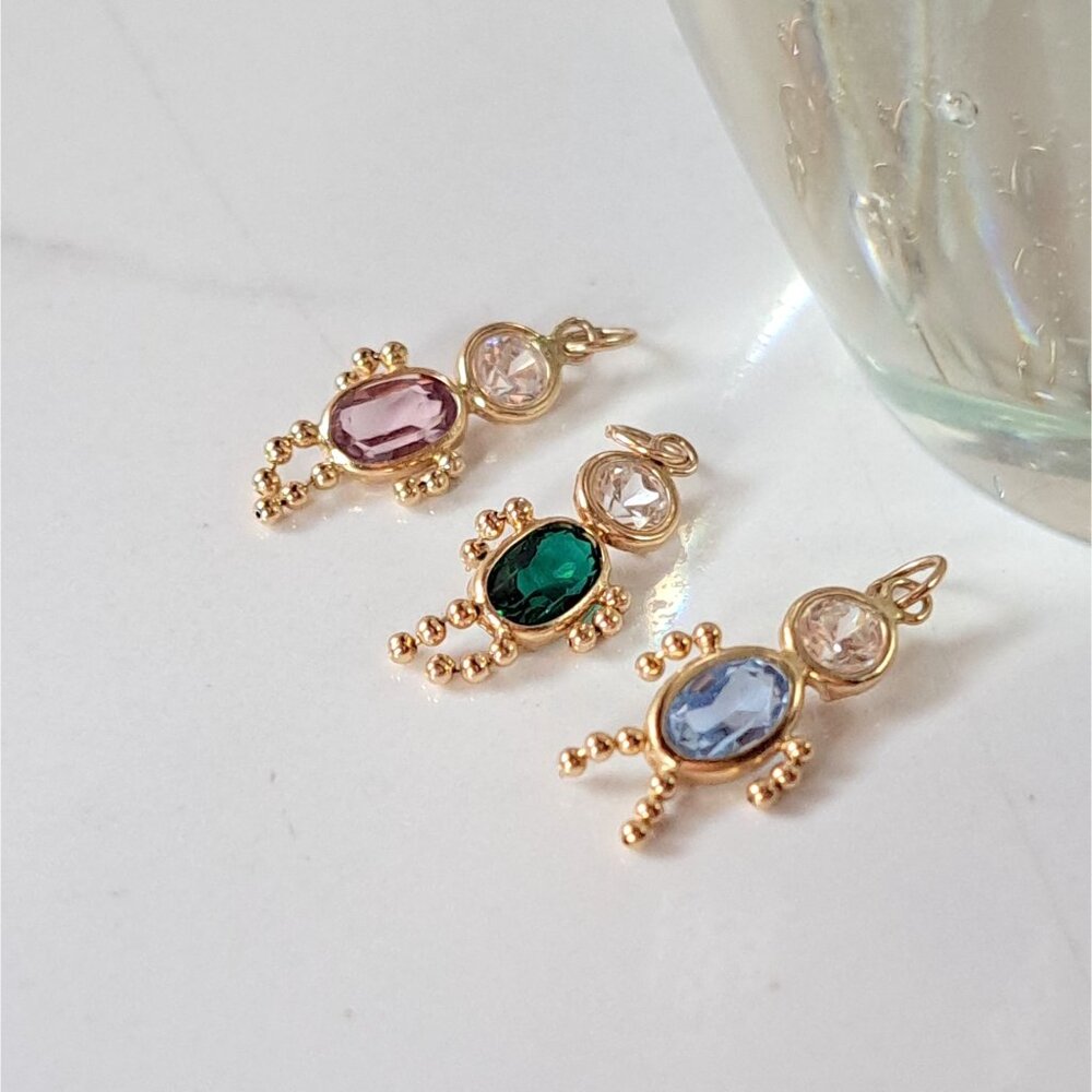 Set of 3 - 14K Yellow Gold Birthstone Baby Child Charms - Picture 2 of 16